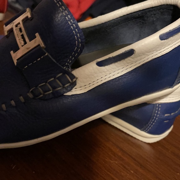 100% leather shoes for men size 8 color white blue main image 4